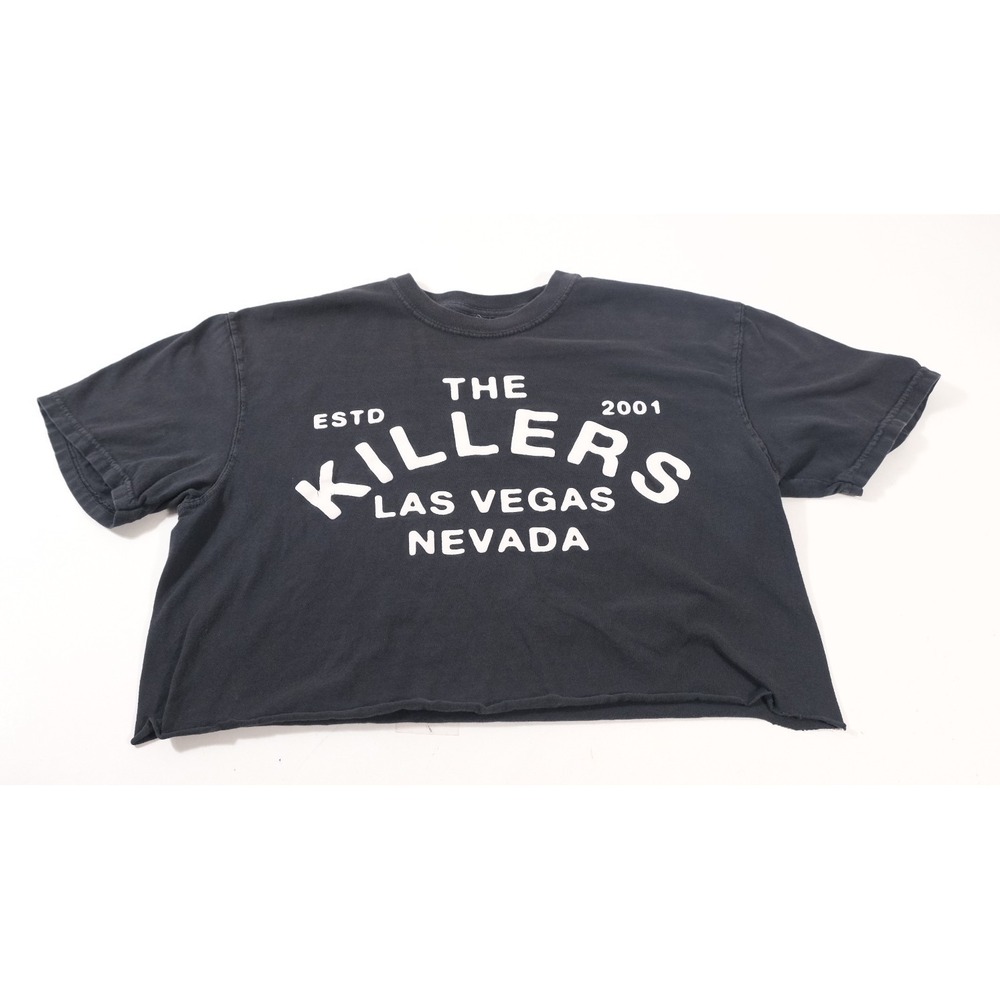 The Killers Graphic Tee Women Medium Black Las Vegas Nevada Band Crop Top